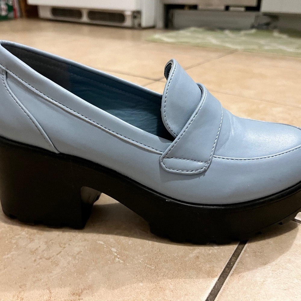 Nasty Gal Blue Faux Leather Platform Heels